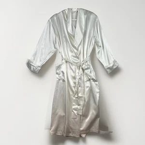 Victoria's Secret Satin Morgenmantel Ivory XS/S Braut Hochzeit Romantisch - Bild 1 von 8