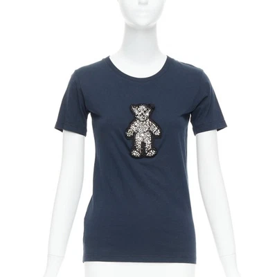 PRADA 2008 black crystal embellished teddy bear tshirt S - Image 1 of 4
