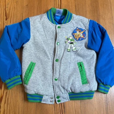Disney Toy Story light gray blue graphic varsity cotton jacket SIZE 5 - Image 1 of 4