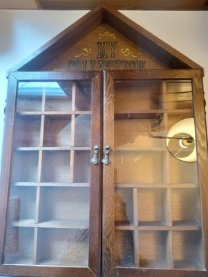 Vintage "My Collection" Knickknack Curio Cabinet w/ Glass Doors Wood Display - Image 1 of 4