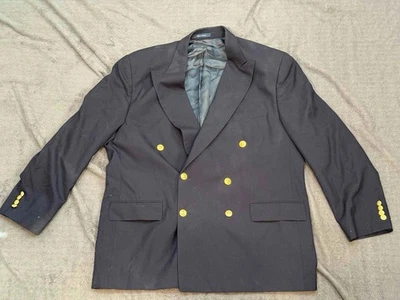 Blazer Polo University Club Para Hombres 48R Azul Marino Doble Pecho Lana Botones Dorados Foto 1 de 4