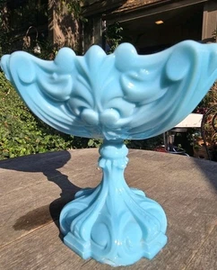 Antique FRENCH BLUE OPALINE MILK GLASS PORTIEUX VALLERYSTHAL? FRANCE! 1800’s - Picture 1 of 24