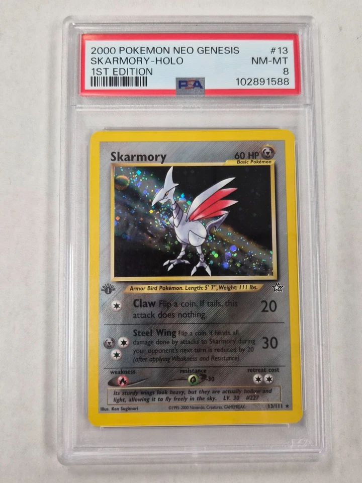PSA 8 - 2000 Pokemon Neo Genesis 1st Edition SKARMORY-HOLO #13 (8930) - Image 1 of 2