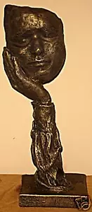 Máscara de momento tranquilo escultura facial estatua art deco moderna 20" de alto - Imagen 1 de 5
