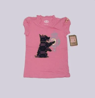 Juicy Couture Kid Child Girl Scottie Dog Lace Summer T-Shirt Top Size 12 - Image 1 of 4