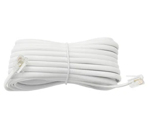Câble téléphone ADSL 10 m RJ11 blanc droit 4 cœurs 1541 neuf - Photo 1/2