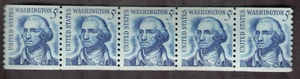 US. 1304. 5c. Washington. Shiny Gum. Coil Strip of 5. MNH. 1966 - Picture 1 of 2