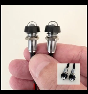 SMALL DOME LICENSE PLATE BOLT LIGHTS Dual Function Brake and Tail lights - Red - Picture 1 of 5