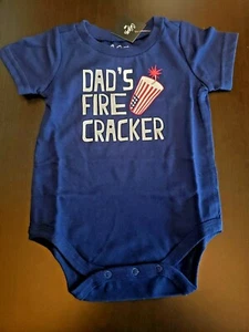 UNISEX CITY STREETS DAD'S FIRE CRACKER BLUE SIZE 3 MONTHS BODYSUIT 4TH JULY - Picture 1 of 12