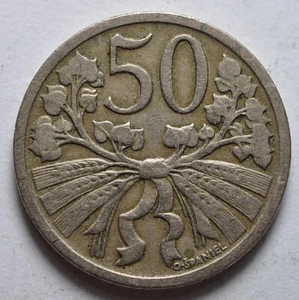 1921 CZECHOSLOVAKIA 50 HALERU - Picture 1 of 2