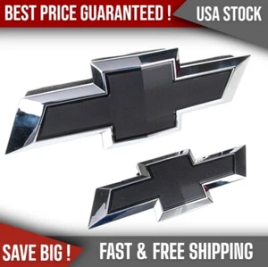Fit 2015-2020 Chevrolet Tahoe Suburban Black Bowtie Emblem 84722856 Front & Rear - Picture 1 of 8