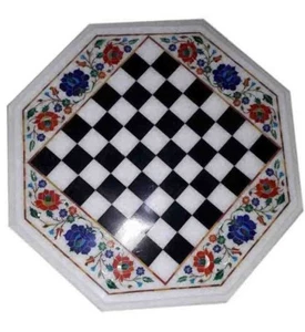 18" Marble Chess Table Marble Inlay Work Table Top Home Garden Decor - Picture 1 of 2