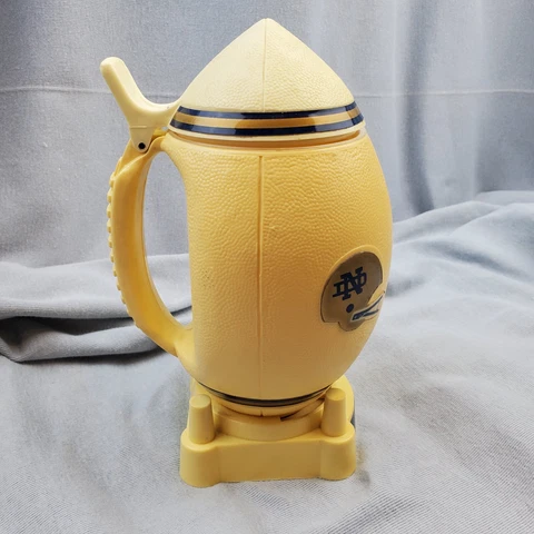 Notre Dame Football Shaped Stein With Lid Vintage Fightin' Irish Drinking Glass Cover