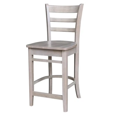 INTERNATIONAL CONCEPTS Solid Wood Emily Counter Height Stool in Washed Gray Taupe
