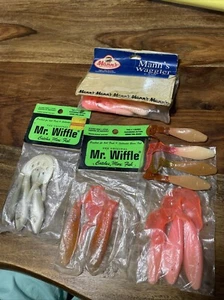Vintage Soft Plastic Fishing Lures. Manns Waggler And Mr. Wiffle. New And Used - Picture 1 of 12