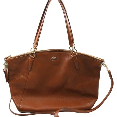 Bolso Bandolera COACH Grande Kelsey Cuero Guijarro Marrón - F36591 Foto 1 de 4