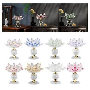 Clear Glass Lotus Flower Tea Light Candle Holder with Glass Base Glass