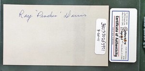 RAY "PEACHES" DAVIS BASEBALL AUTOGRAPH INDEX CARD W/ CERTIFICATE OF AUTHENTICITY