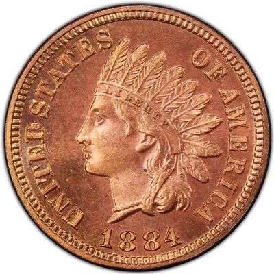 Indian Head Cent 1884 PCGS Proof-65 Red! Amazing Red Gem Proof!!! - Image 1 of 4