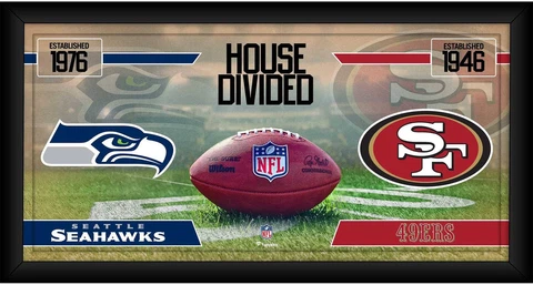 Seattle Seahawks vs. SF 49ers Framed 10" x 20" House Divided Football Collage Cover