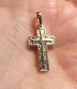 New GOLD CROSS Pendant Silver Religious Crucifix Detailed design Gift 4 Him Her - Picture 1 of 4