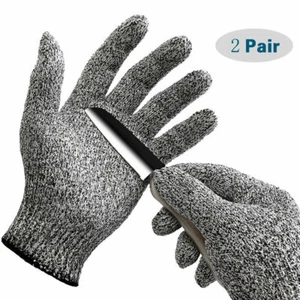 2 pairs Anti-cutting Gloves Safety Cut Proof Stab Resistant Kitchen Butcher L5  - Picture 1 of 12