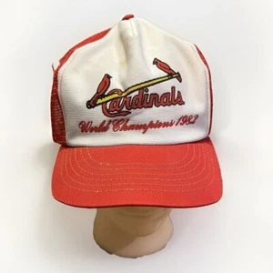 VINTAGE 1982 ST LOUIS CARDINALS WORLD CHAMPIONS SNAPBACK FOAM MESH TRUCKER HAT - Picture 1 of 7