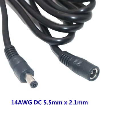 1x 14AWG DC Power Supply Adapter Extension Cable 5.5mm x 2.1mm Male to Female 3m - Image 1 of 4