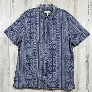 Camisa H&M Coachella Para Hombres Grande Abotonada Tribal Azteca Gris Blanco Manga Corta - Imagen 1 de 12