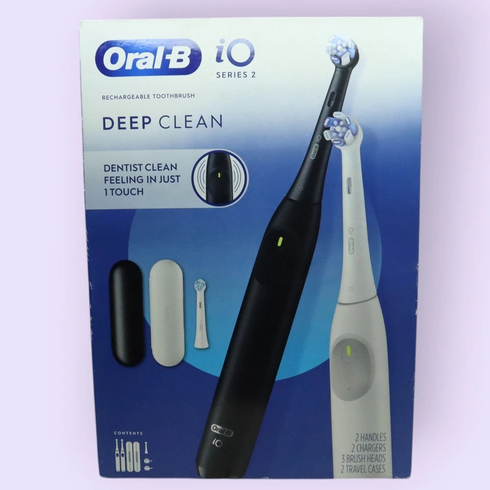 Oral-B iO Serie 2 Cepillo de Dientes Recargable Limpieza Profunda, Blanco y Negro, Juego de 2 Foto 1 de 1