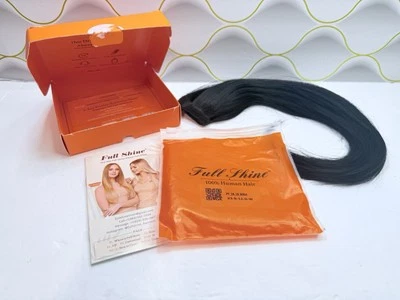 Full Shine 100% Real Hair Long Ponytail Hair Clip Black Add Vol 80 Grams 16 Inch - Image 1 of 4