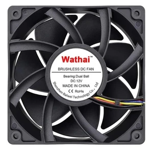 Ventilateur de boîtier PWM 120x38 mm Wathai 12038 12 V 4 broches 5300 tr/min haut débit d'air double boule - Photo 1/3