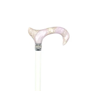 Classy Walking Canes Adjustable Elegant Shinny White with Rhinestone Collar - Picture 1 of 4