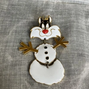 Vintage Warner Bros Looney Tunes Sylvester Katze Schneemann Brosche Anstecknadel VA-5 - Bild 1 von 7