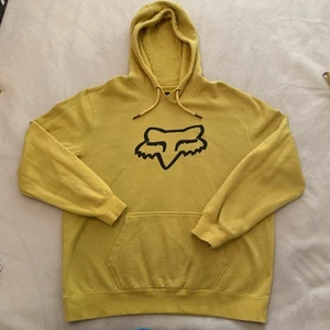 Vintage Fox Racing Hoodie Men’s l Motocross Surf Skate XL Y2K Activewear Yellow - Picture 1 of 9