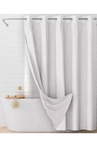 NIP Hookless 3-in-1 Shower Curtain with Flex Rings & Snap in Liner Waffle White - Picture 1 of 3