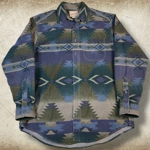 Vintage Woolrich Chamois Flannel Shirt Mens Size Large Aztec Southwest Outdoors - Picture 1 of 8