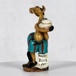 Vtg 2004 Rick J Rowley Make A Wish Happy Birthday 5.5" Horse w/Cake Figurine - Picture 1 of 10