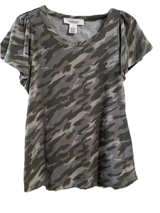 Workshop Republic Clothing Women’s Camo Top Sz XS Short Sleeves Green Gray Camo - Picture 1 of 10