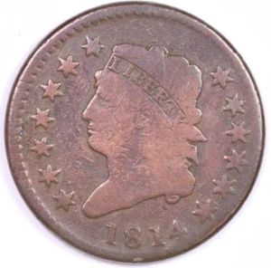 1814 1C Classic Head Large Cent/Penny Circulated US Coin - Picture 1 of 2