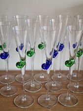 RARE  12 flûtes à champagne en verre d'art de Murano, escargot, cristal