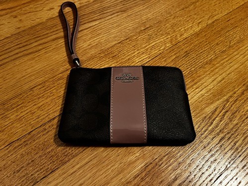 Portafoglio da polso Coach Signature Ad Angolo Cerniera Marrone Rosa Polverosa F34650