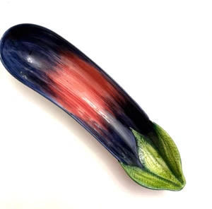 Vietri Italy Ceramic Serving Tray Eggplant Design Colorful 15" x 4" - Picture 1 of 13