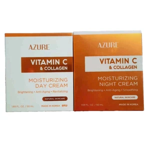 Vitamina C Azzurra + Collagene Crema Giorno e Notte DUO ~Brightenin Antietà 2x50ml - Foto 1 di 9