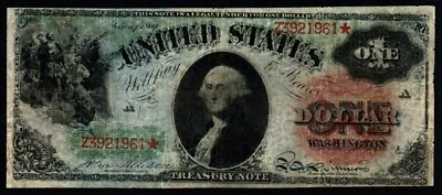 ¡Billete del Tesoro de Estados Unidos de $1 SERIE ARCO IRIS DE 1869 tamaño grande "VF"! Foto 1 de 2