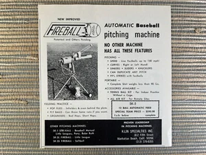 Fireball Automatic Baseball Pitching Machine SK-5 1972 Vintage Print Ad - Picture 1 of 1