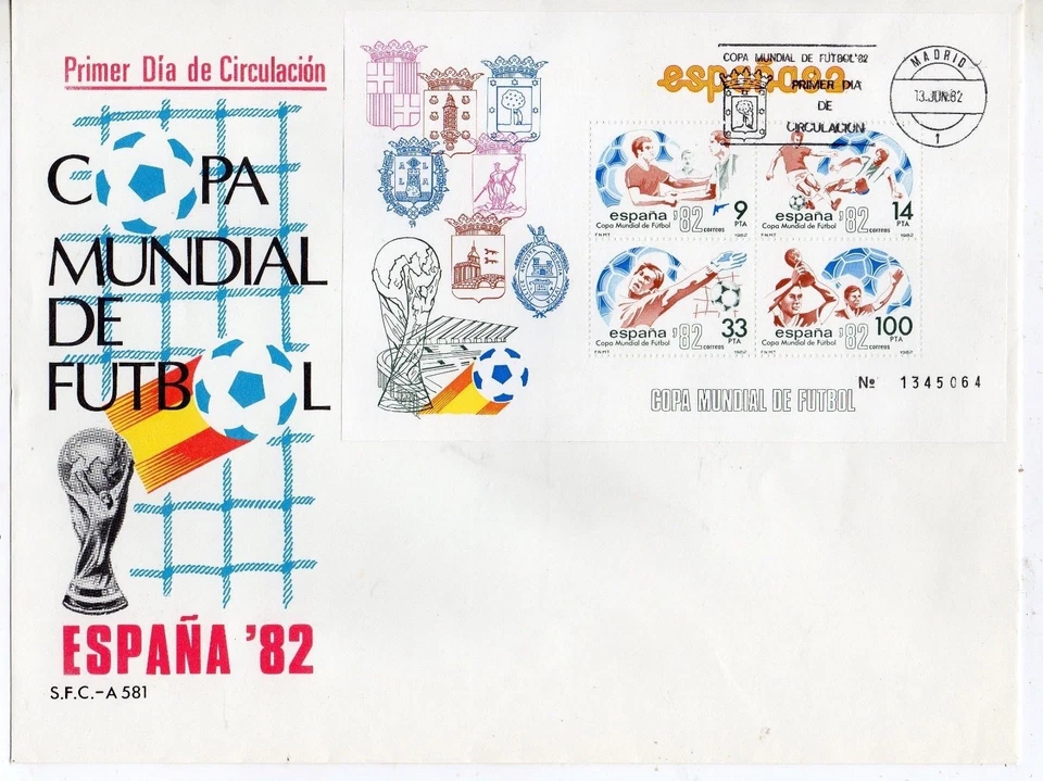 Mundial de Futbol España 82 Sobre primer vdía año 1982 (DT-521) - Imagen 1 de 1