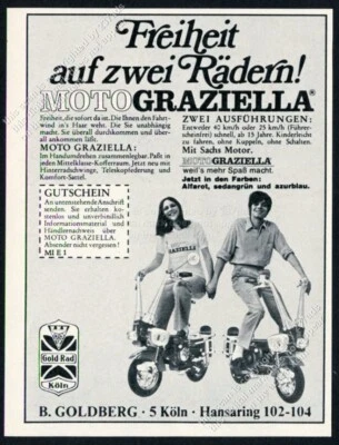 Moto Graziella 1971 scooter minibike foto alemana vintage anuncio impreso 1 Foto 1 de 4