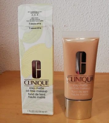 Clinique Stay-Matte Oil-Free Makeup 2 Alabaster 30 ml *NEW* sent from Greece - Bild 1 von 3