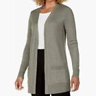 NWT Matty M Women's Ribbed Accents Cardigan Sweater With Pockets Heather Olive